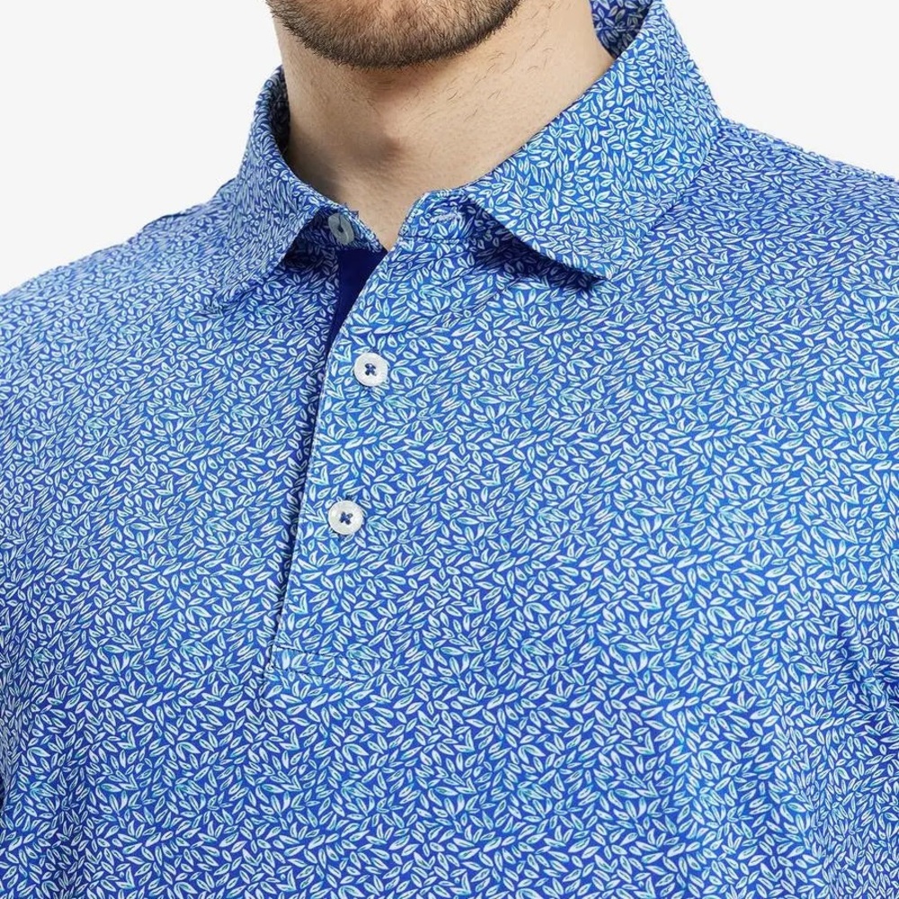 Maelreg Performance Polo Blue Small Leaf Shirt, Size-Large